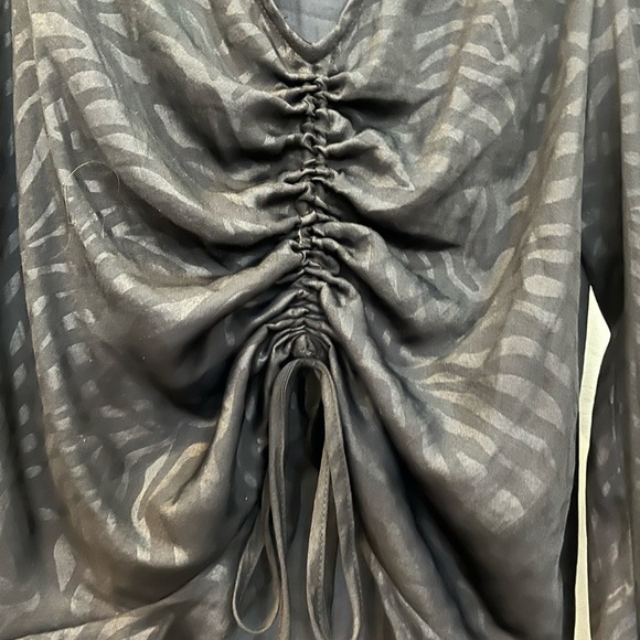 Mustard Seed Black Zebra Print Ruched Blouse - Picture 4 of 5